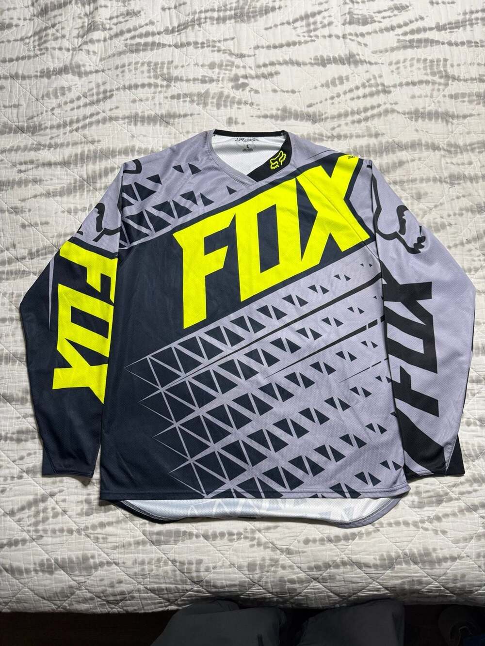 Fox Racing Jersey Size Large Gray Black Neon Motocross Dirt Bike